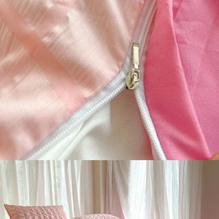 Pastel Color Korean INS Seersucker Duvet Bedding Set Flat Bed Sheet Bedding by The Kawaii Shoppu | The Kawaii Shoppu