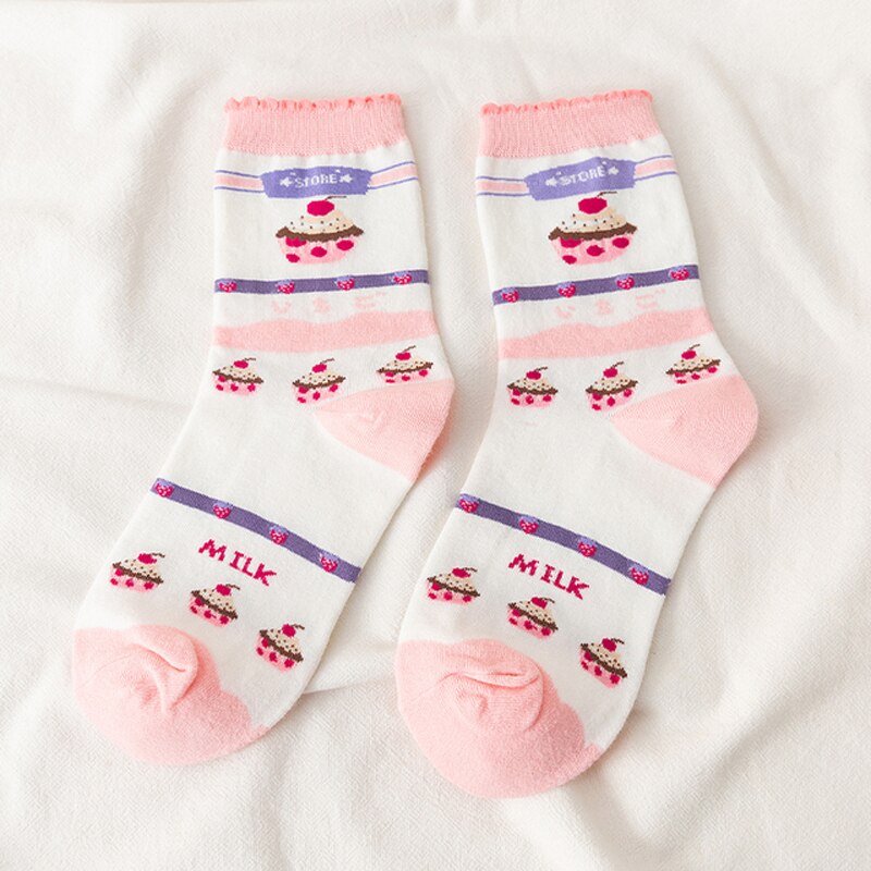 Pink Milk Bear Cotton Socks 4 Clothing and Accessories by The Kawaii Shoppu | The Kawaii Shoppu