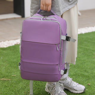 Pink Waterproof Travel Backpack for Women – Anti-Theft, USB Charging, Large Capacity Daypack with Luggage Strap