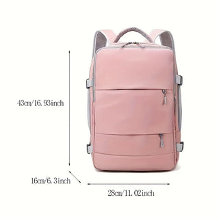 Pink Waterproof Travel Backpack for Women – Anti-Theft, USB Charging, Large Capacity Daypack with Luggage Strap