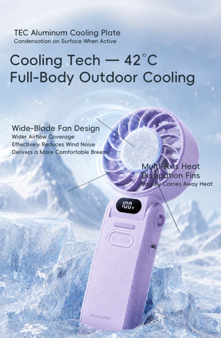 Portable Ice Cooling Handheld Fan USBC Charge with Lanyard