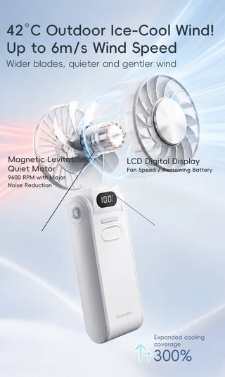 Portable Ice Cooling Handheld Fan USBC Charge with Lanyard