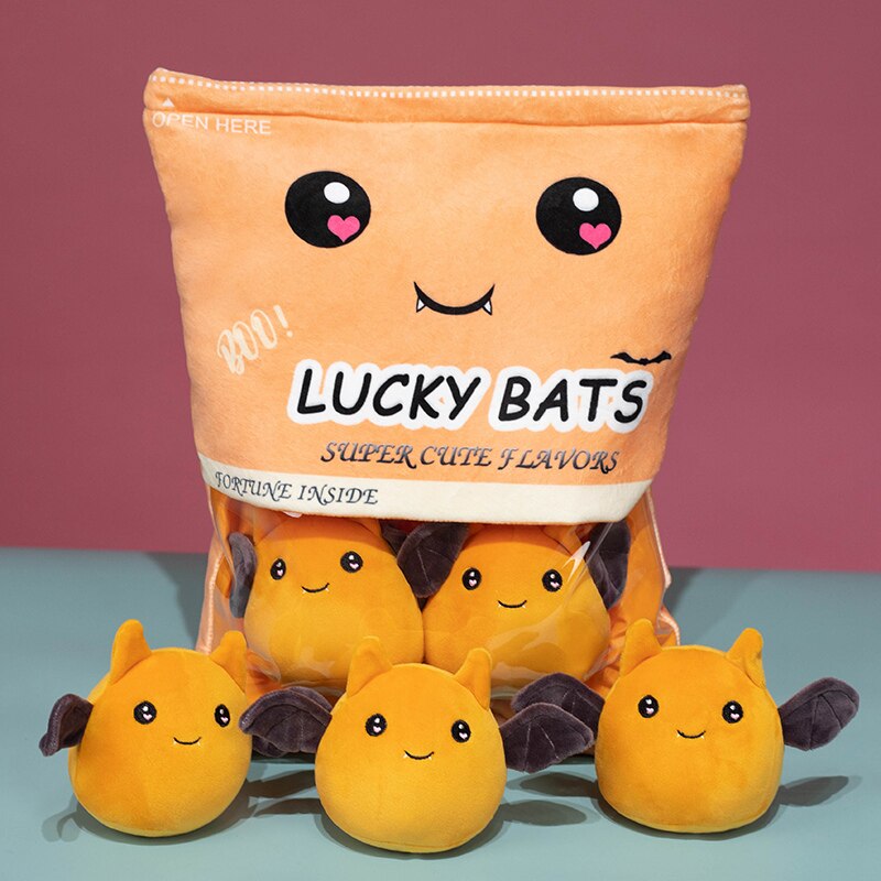 Pudding Plushies (Mega Collection) 5pcs-Orange Lucky Bats Soft Toy by The Kawaii Shoppu | The Kawaii Shoppu