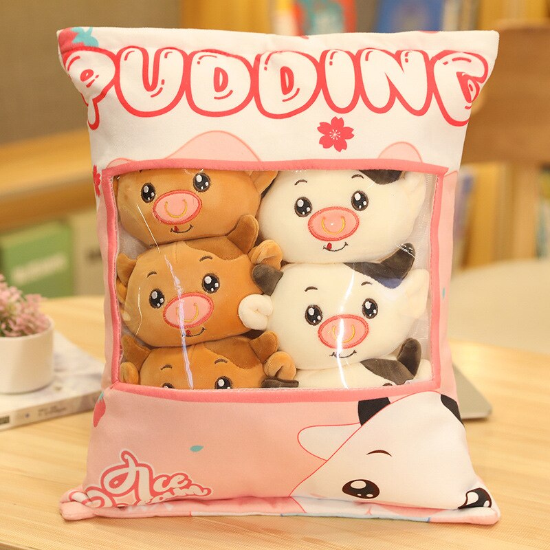 Pudding Plushies (Mega Collection) 8pcs-Brown WhiteCows Soft Toy by The Kawaii Shoppu | The Kawaii Shoppu