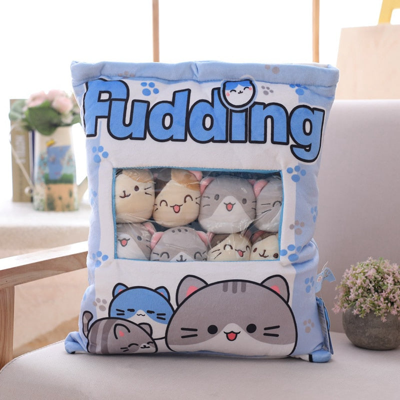 Pudding Plushies (Mega Collection) 8pcs-Grey Cat Soft Toy by The Kawaii Shoppu | The Kawaii Shoppu