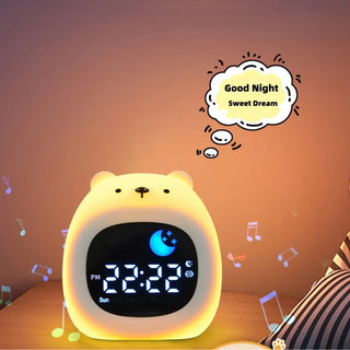 Puppy-Shape Kids Alarm Clock with Night Light Cute Sleep Training Clock