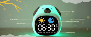 Puppy-Shape Kids Alarm Clock with Night Light Cute Sleep Training Clock