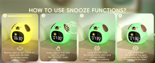 Puppy-Shape Kids Alarm Clock with Night Light Cute Sleep Training Clock