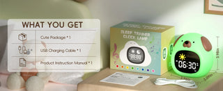 Puppy-Shape Kids Alarm Clock with Night Light Cute Sleep Training Clock