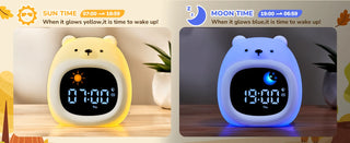 Puppy-Shape Kids Alarm Clock with Night Light Cute Sleep Training Clock