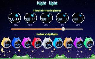 Puppy-Shape Kids Alarm Clock with Night Light Cute Sleep Training Clock