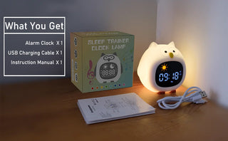 Puppy-Shape Kids Alarm Clock with Night Light Cute Sleep Training Clock