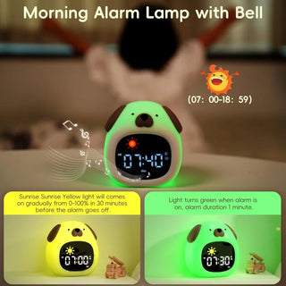 Puppy-Shape Kids Alarm Clock with Night Light Cute Sleep Training Clock