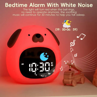 Puppy-Shape Kids Alarm Clock with Night Light Cute Sleep Training Clock