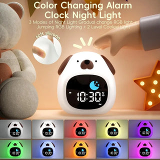 Puppy-Shape Kids Alarm Clock with Night Light Cute Sleep Training Clock