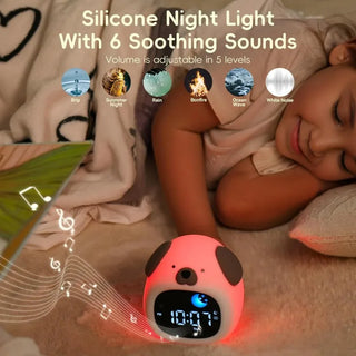 Puppy-Shape Kids Alarm Clock with Night Light Cute Sleep Training Clock