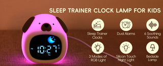 Puppy-Shape Kids Alarm Clock with Night Light Cute Sleep Training Clock