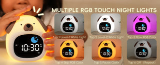 Puppy-Shape Kids Alarm Clock with Night Light Cute Sleep Training Clock