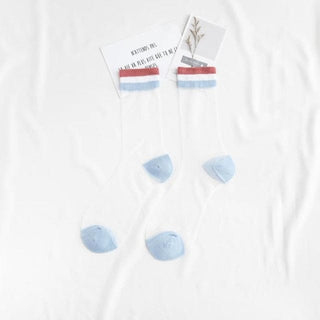 Rainbow Kawaii Transparent Socks blue null The Kawaii Shoppu