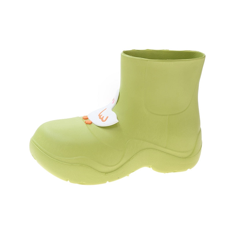 Rainy Day Delight Women's Kawaii Rubber Boots 36 Green Shoes by The Kawaii Shoppu | The Kawaii Shoppu
