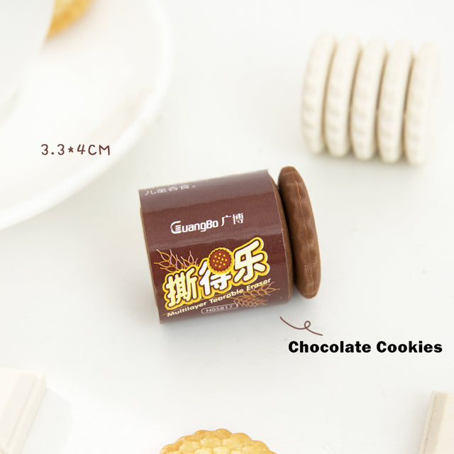 Realistic Tearable Chocolate Cookies Rubber Eraser Choc Cookies Stationery by The Kawaii Shoppu | The Kawaii Shoppu