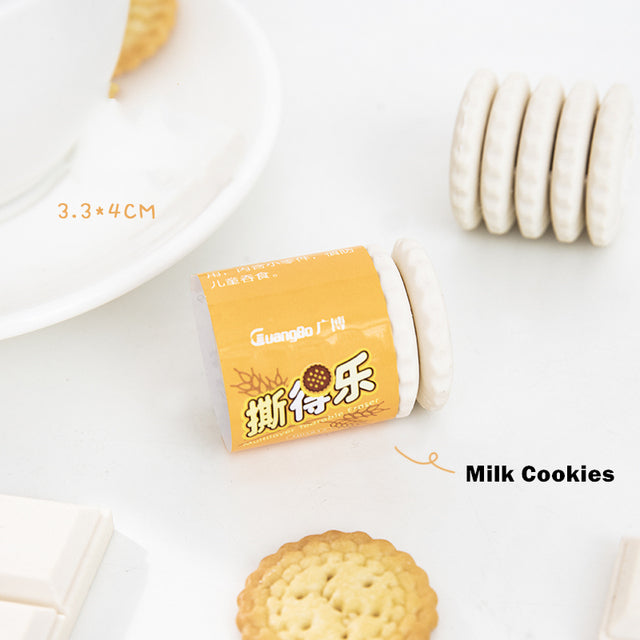 Realistic Tearable Chocolate Cookies Rubber Eraser Milk Cookies Stationery by The Kawaii Shoppu | The Kawaii Shoppu