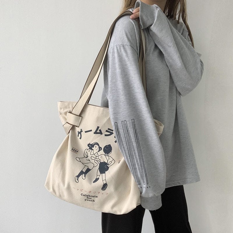 Retro Eco Reusable Tote Shopping Bag Bags The Kawaii Shoppu