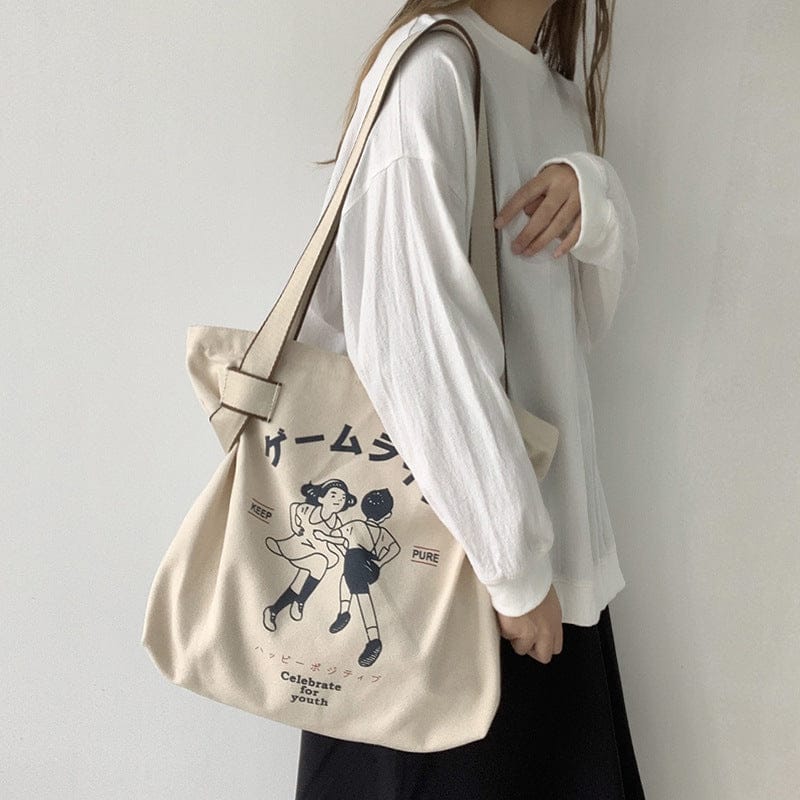 Retro Eco Reusable Tote Shopping Bag Bags The Kawaii Shoppu