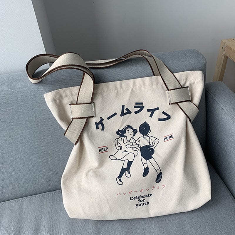 Retro Eco Reusable Tote Shopping Bag Bags The Kawaii Shoppu