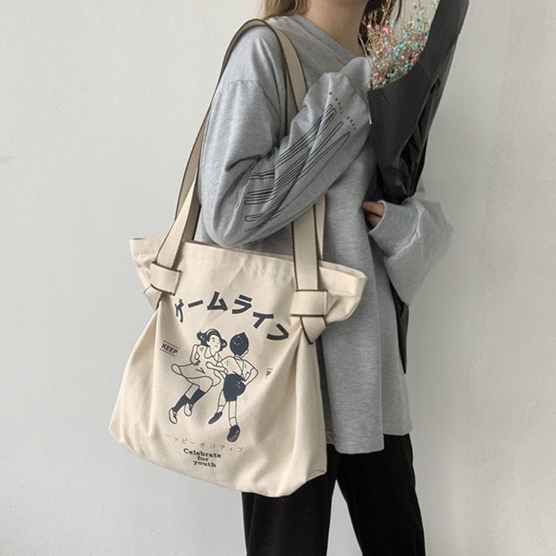 Retro Eco Reusable Tote Shopping Bag Bags The Kawaii Shoppu