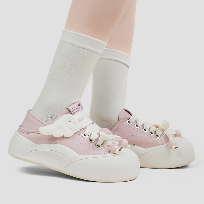 Sakura Heart Wing Pink Chunky Kawaii Sneakers Pink Shoes by The Kawaii Shoppu | The Kawaii Shoppu