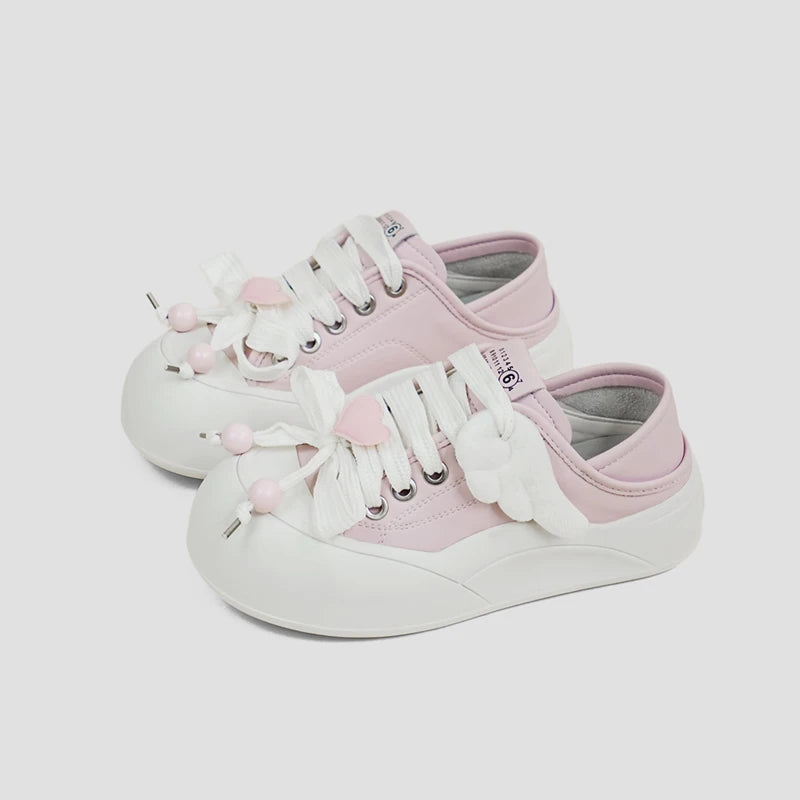 Sakura Heart Wing Pink Chunky Kawaii Sneakers Pink Shoes by The Kawaii Shoppu | The Kawaii Shoppu