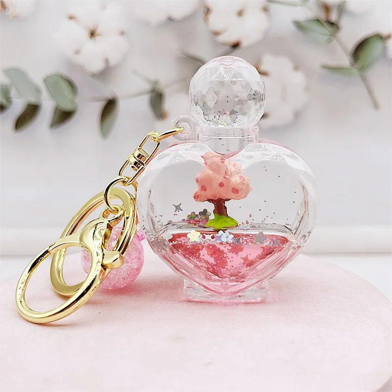 Sakura Tree Pink Glitter Liquid Key Charm Accessories by The Kawaii Shoppu | The Kawaii Shoppu