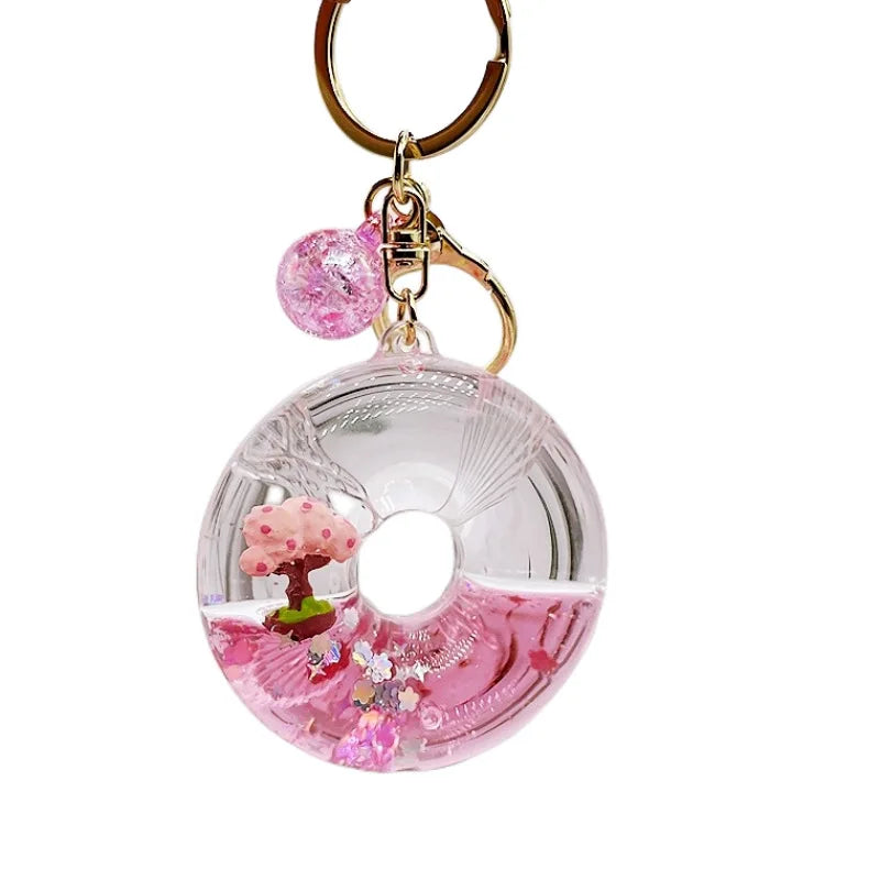 Sakura Tree Pink Glitter Liquid Key Charm Accessories by The Kawaii Shoppu | The Kawaii Shoppu