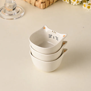 Set of 2 Ceramic Cat-Shaped Mini Dishes – 90ml Sauce Bowls