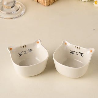 Set of 2 Ceramic Cat-Shaped Mini Dishes – 90ml Sauce Bowls