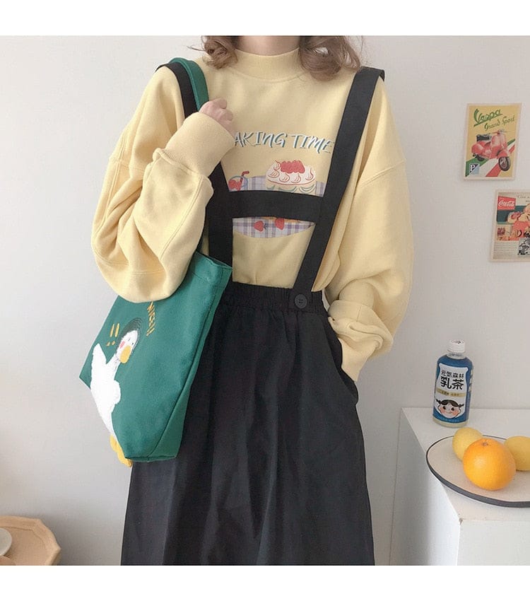 Shoppu Duck Canvas Tote Bag Bags The Kawaii Shoppu