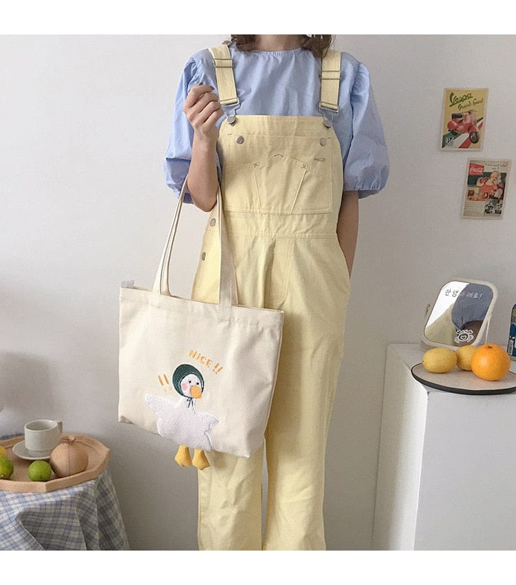 Shoppu Duck Canvas Tote Bag Bags The Kawaii Shoppu