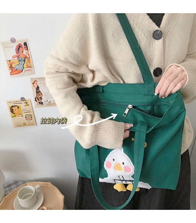 Shoppu Duck Canvas Tote Bag Bags The Kawaii Shoppu