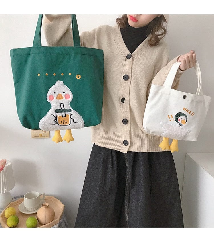 Shoppu Duck Canvas Tote Bag Bags The Kawaii Shoppu