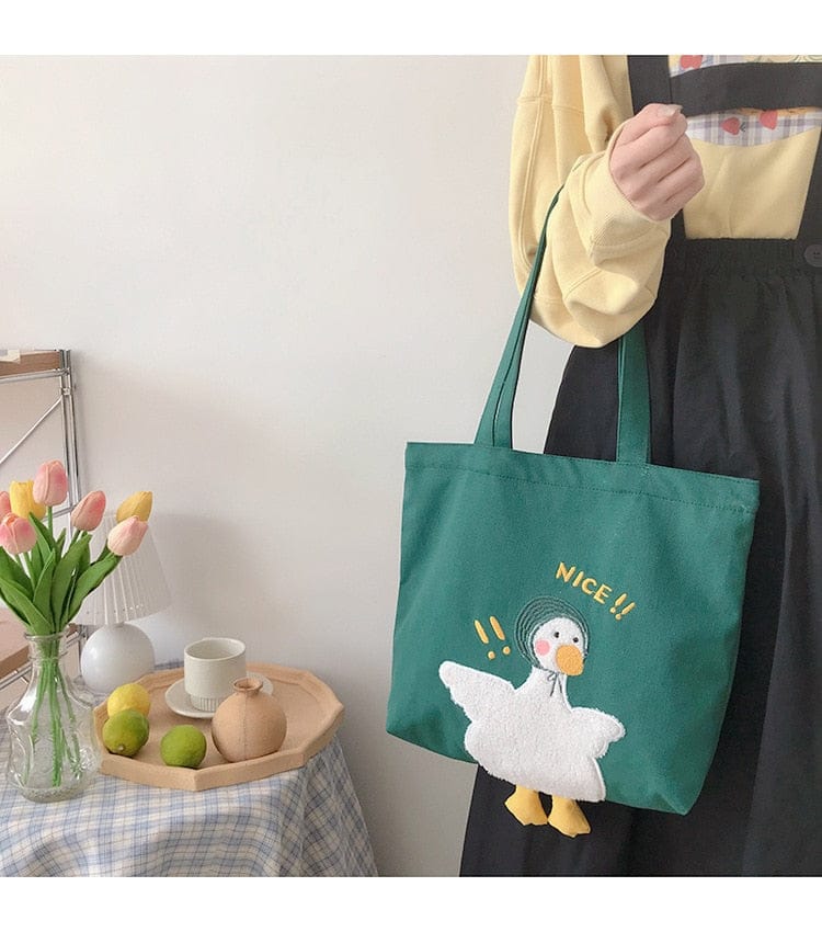 Shoppu Duck Canvas Tote Bag Bags The Kawaii Shoppu