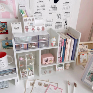 Shoppu INS White MDF Wooden Storage Desk Desktop Display Organiser Shelf MDF Wooden Shelf Home Decor by The Kawaii Shoppu | The Kawaii Shoppu