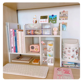 Shoppu INS White MDF Wooden Storage Desk Desktop Display Organiser Shelf MDF Wooden Shelf Home Decor by The Kawaii Shoppu | The Kawaii Shoppu