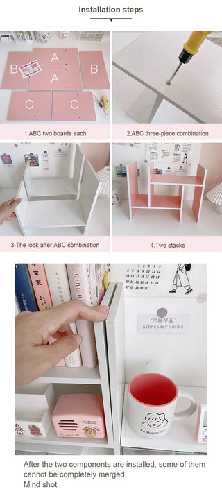 Shoppu INS White MDF Wooden Storage Desk Desktop Display Organiser Shelf MDF Wooden Shelf Home Decor by The Kawaii Shoppu | The Kawaii Shoppu