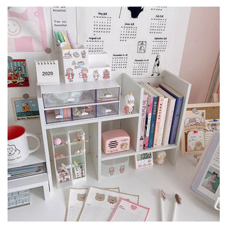 Shoppu INS White MDF Wooden Storage Desk Desktop Display Organiser Shelf MDF Wooden Shelf Home Decor by The Kawaii Shoppu | The Kawaii Shoppu