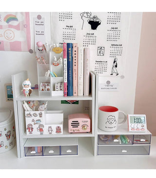 Shoppu INS White MDF Wooden Storage Desk Desktop Display Organiser Shelf MDF Wooden Shelf Home Decor by The Kawaii Shoppu | The Kawaii Shoppu