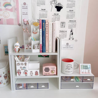 Shoppu INS White MDF Wooden Storage Desk Desktop Display Organiser Shelf MDF Wooden Shelf Home Decor by The Kawaii Shoppu | The Kawaii Shoppu