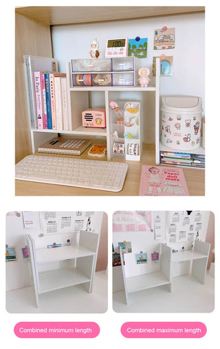 Shoppu INS White MDF Wooden Storage Desk Desktop Display Organiser Shelf MDF Wooden Shelf Home Decor by The Kawaii Shoppu | The Kawaii Shoppu