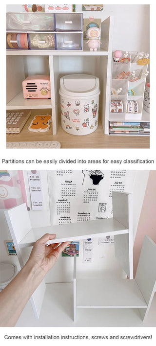 Shoppu INS White MDF Wooden Storage Desk Desktop Display Organiser Shelf MDF Wooden Shelf Home Decor by The Kawaii Shoppu | The Kawaii Shoppu