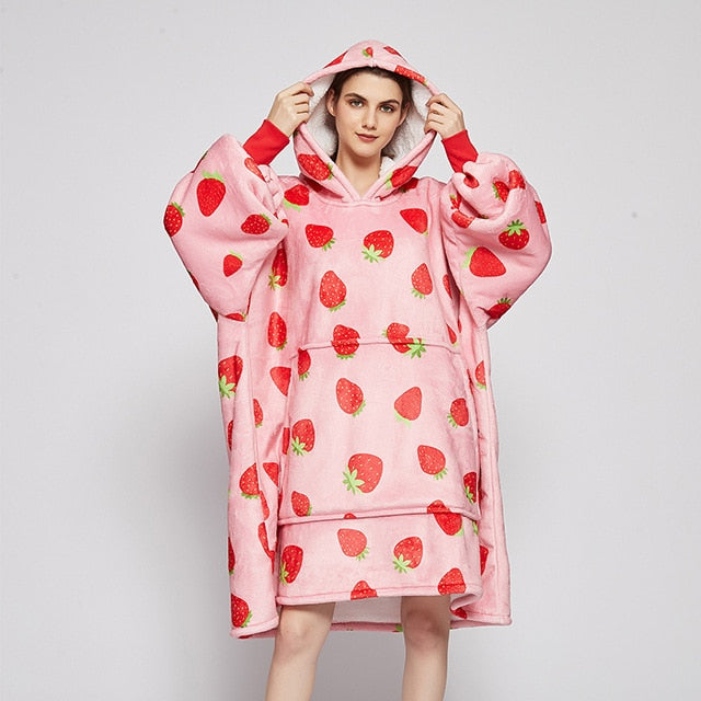 Shoppu Kawaii Snuddie Cloak Blanket Hoodie Strawberry Adult Clothing and Accessories by The Kawaii Shoppu | The Kawaii Shoppu